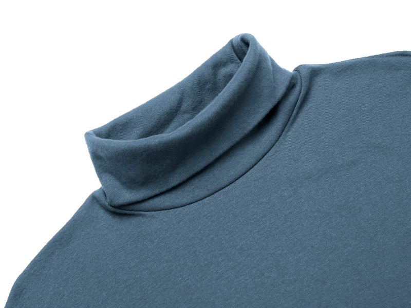 Poriff Men's Turtleneck Pullover Melange Colored Slim Fit Long Sleeve Sweater Blue M - Image 4